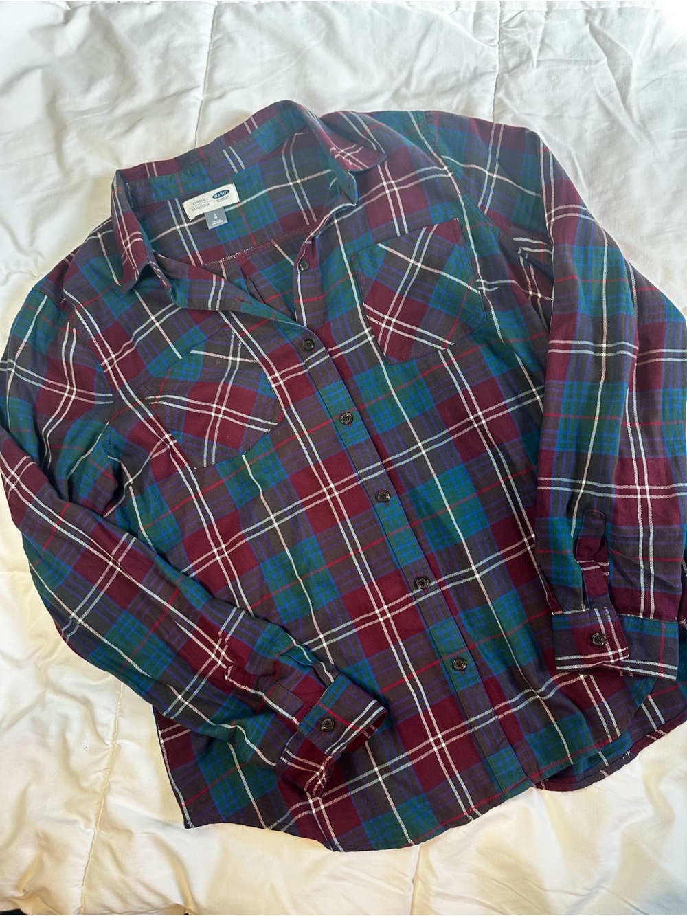 Old Navy Plaid Button-Up Shirt - Red and Blue